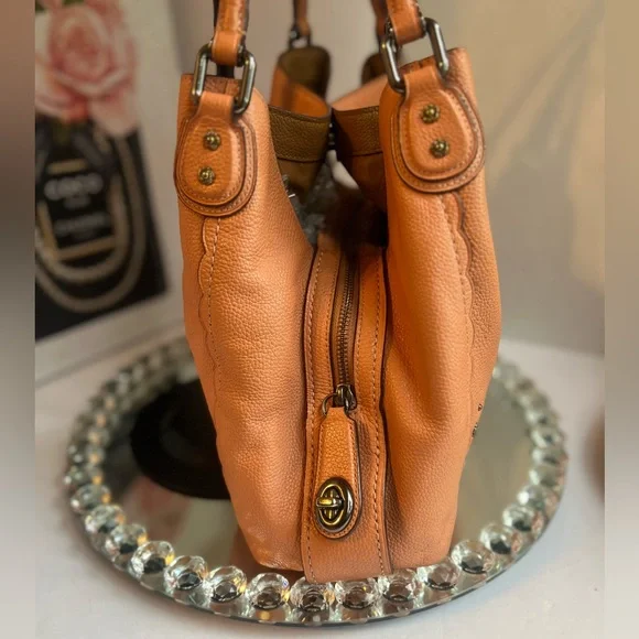 Coach Edie salmon Scalloped Pebble Leather Shoulder Bag - Picture 4 of 16